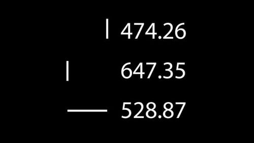 Nano Colleción: elemento animado de una flecha con números que cambian rápidamente sobre un fondo negro