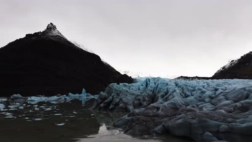 Svinafellsjokull Glacier And Mountain In Iceland - Aerial Drone Shot