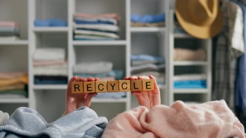 Recycle Blocks Over Clothing and Closet