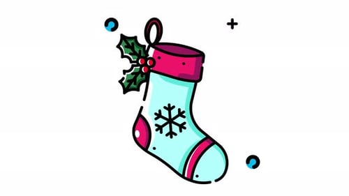 Sock animated icon. Motion graphic animation christmas themed