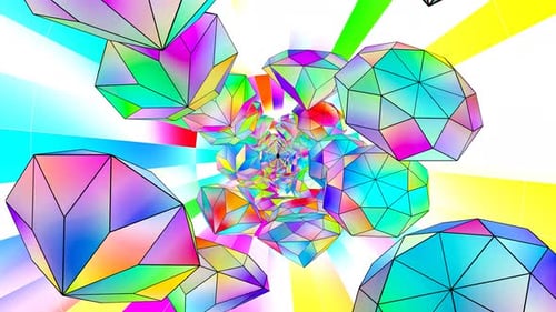 Colorful Abstract Geometric Tunnel - Seamless Loop