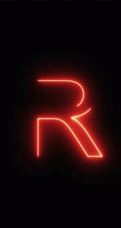 South African Rand Symbol in a neon light. Loop. 4K Vertical