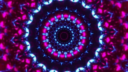 Dynamisches Neon-Mandala pulsiert mit vibrierender Energie in abstrakter Bewegung