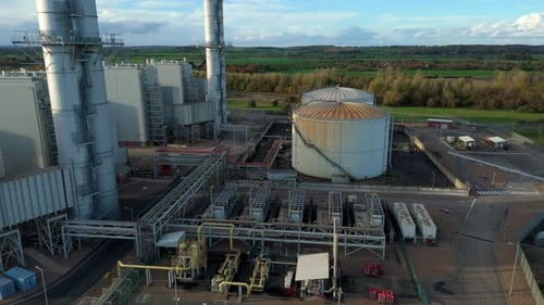 Aerial view of industrial complex, United Kingdom.