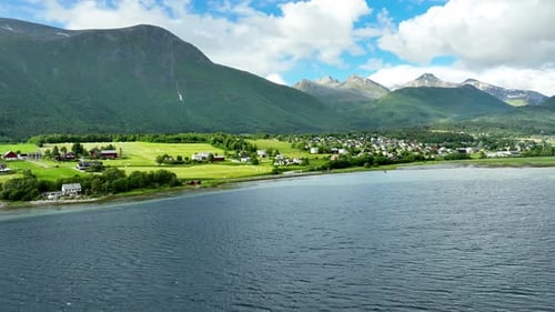 Aerial of the beautiful coast of Norway