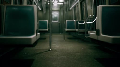 Empty Subway Wagon Using New York City Public Transportation System
