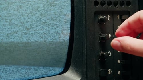 Retro Style TV Set with Green Screen Chroma Key Background Vintage 60s Analog Television with Grain