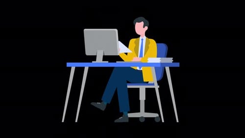 Employee Working At Office Animation 4K