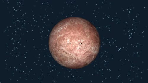 Fictional MAKEMAKE planet Rotating on space or galaxy and stars milky way, Animation of planet. 1838