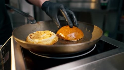 Toasting Burger Buns for Delicious Gourmet Sandwich