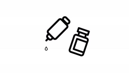Animated Medical Syringe and Vial with Dropping Liquid Outline