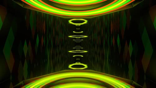 Green And Orange Neon Tunnel With Drop In Down Background Vj Loop In 4K