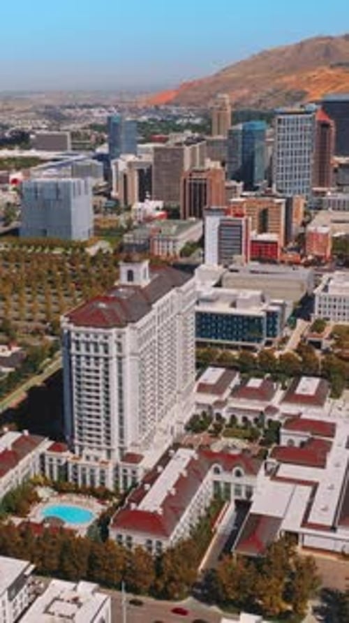 Rising above the wonderful sunny urban panorama of Salt Lake City, Utah, USA.