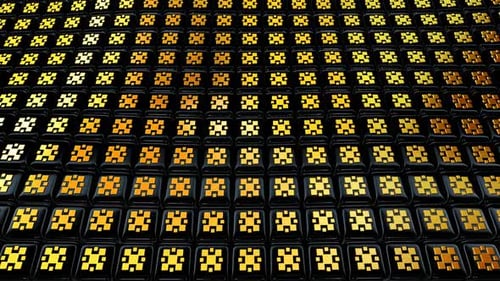 Animated Grid of Golden Geometric Patterns Background