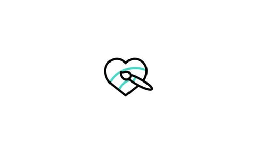 Paintbrush Drawing Heart Outline with Fluid Blue Strokes