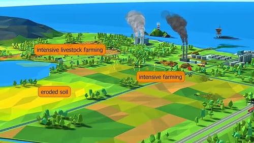 Low Poly Environmental Damage and Agricultural Impact Animation