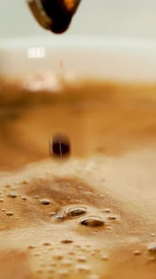 Dark Coffee Drops Macro Close Up Vertical