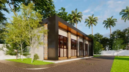 Modern villa with tropical landscape offers luxurious living and serene retreat space