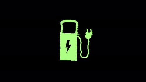 Electric Vehicle Charging Station Icon Glitch Animation
