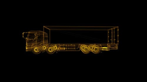 Futuristic Wireframe Semi Truck Hologram