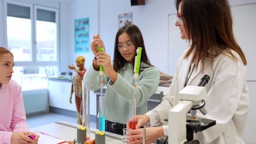 Science Experiment with Teacher and Students