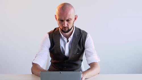 Concentrated Office Man Distance Work Freelance