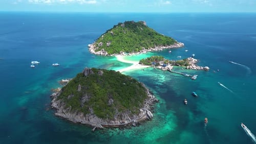 Aerial view of Nang Yuan Island off Ko Tao island, Thailand.