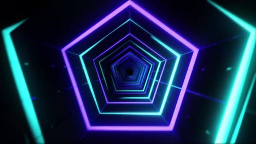 Tunnel Of Neon Pentagons
