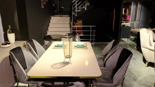 Modern Dining Table and Furniture in Showroom