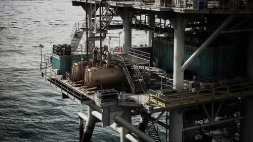 Established Oil Rig Amidst the Ocean
