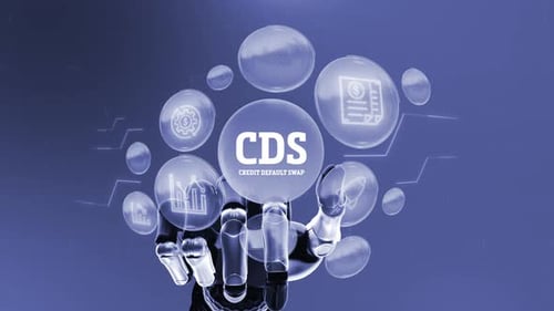 Futuristic Robot Hand Presents Credit Default Swap Concept