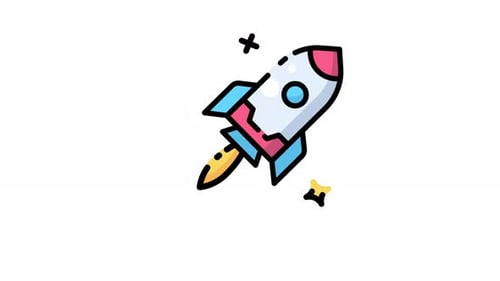 Animated Geometric Rocket Flying Upwards Loop