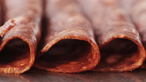 Slices of Cured Meat Macro Food Shot