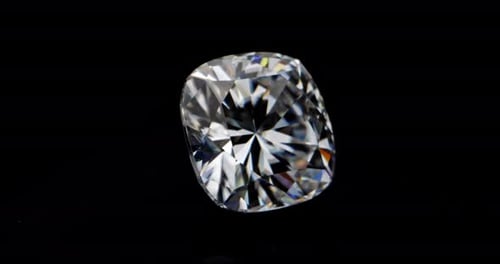 Square Cushion Cut Diamond Sparkles on Black Background