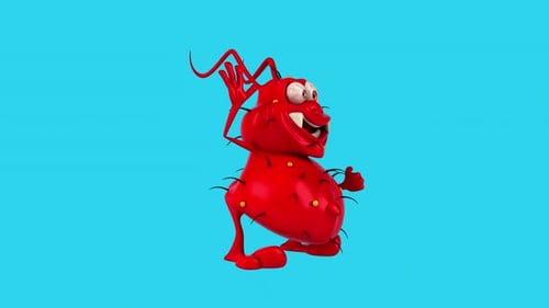 Fun 3D cartoon bug saying hi (with alpha channel)