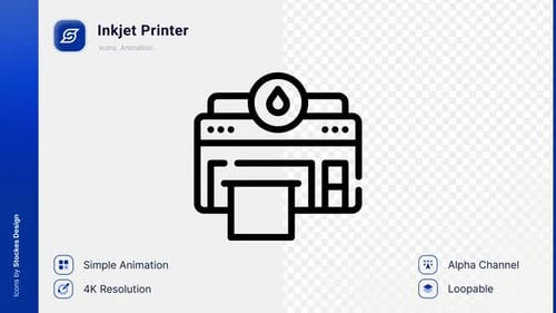 Animated Flat Design Inkjet Printer Icon
