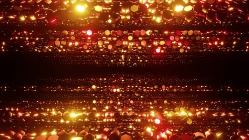 Fiery hexagonal particles awards overlay loop background 3d render. The luxurious red particles