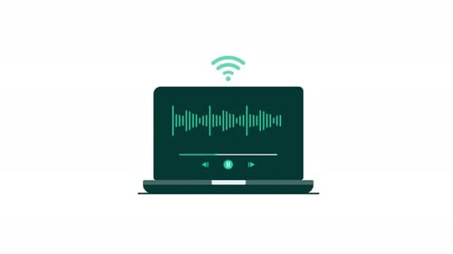 4k Wireless Podcast Streaming on Laptop Animation Video