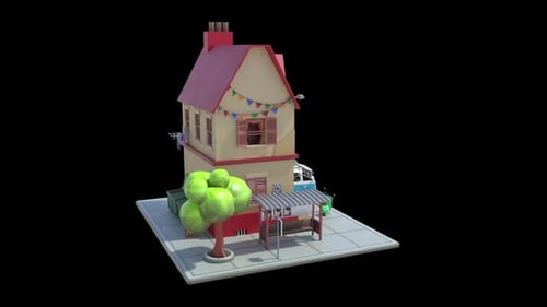Süße Hausbau-Animation 360