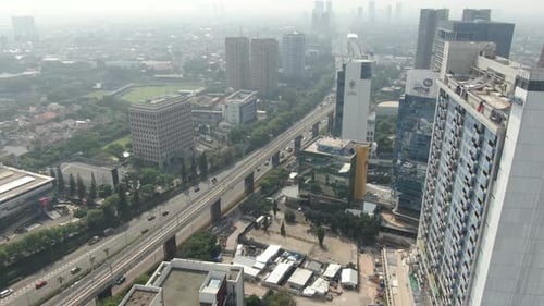 Drone Aerial South jakarta Pondok Indah Drone View Highway Aerial and MRT