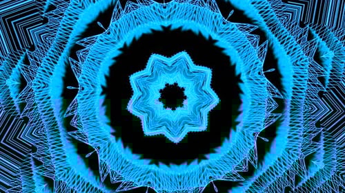 Dynamic Abstract Blue Geometric Kaleidoscope Pattern Loop