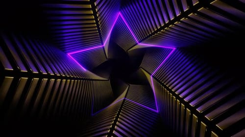 Purple And Gold Neon Star Spiral Tunnel Background Vj Loop In 4K
