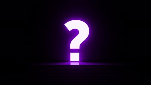 Glowing purple question mark appearing and disappearing