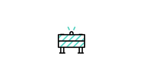 Animated Flat Design Construction Barrier Icon with Flashing Light