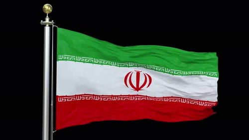 Realistic Iran National Flag Waving in Wind