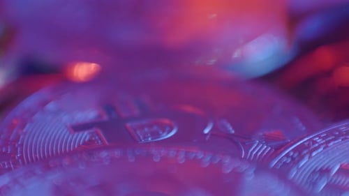 Macro Shot of Crypto Currency Coins