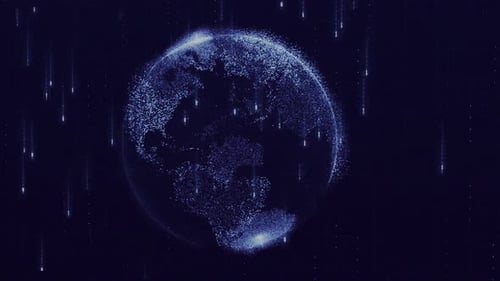 Rotating Earth In A Digital Frame Over A Futuristic Hi Tech V05