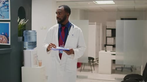 Medical Staff Meeting in Hospital Waiting Room to Discuss About Healthcare