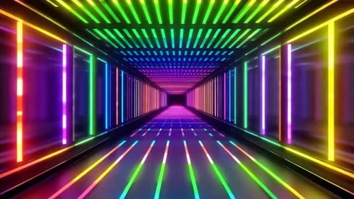 Abstract Neon Light Tunnel Background Loop Animation