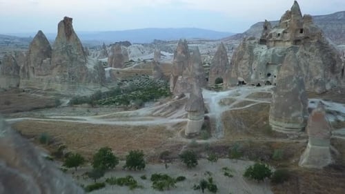 Mushroom shaped fairy chimneys in Red Valley, Cappadocia, Turkey